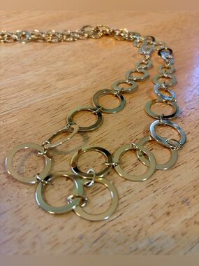 Vtg Rare Joan Rivers Goldtone Graduated Circle Round Long Classic Necklace 48”